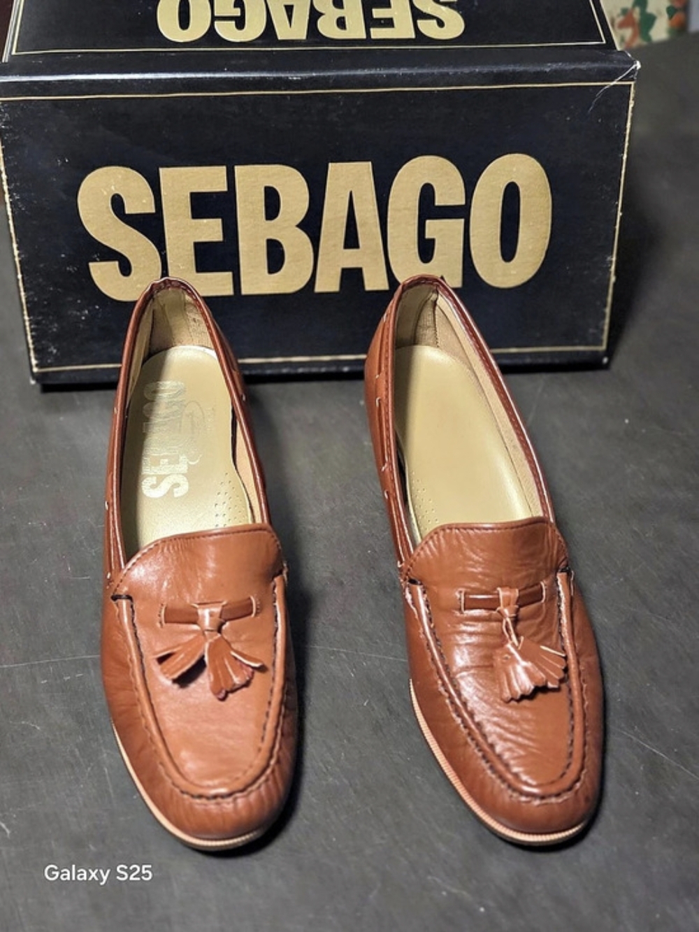 Vintage Sebago Brown Leather Heeled Tassel Loafers Shoes Size 9.5